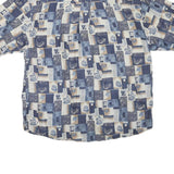 SUMMA Mens Blue & Beige Patterned Silk Shirt L Relaxed Fit Light Comfort