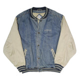 GEAR FOR SPORTS Mens Blue & Cream Denim Button Jacket L Cotton Blend Casual