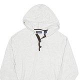 CHAPS Mens White Hoodie Pullover L Button Neck Hooded Cotton Blend Jumper