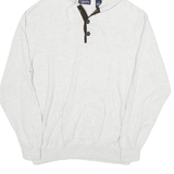 CHAPS Mens White Hoodie Pullover L Button Neck Hooded Cotton Blend Jumper