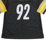 NFL Womens Black & Yellow Harrison 92 Football T-Shirt L Short Sleeve V-Neck