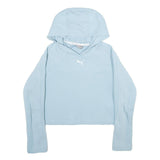 PUMA Womens Blue Hoodie XS Cotton Blend Lightweight Pullover Casual