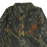 Mens Green Brown Polyester Jacket L Casual Zip Up Plain Camouflage Outdoor