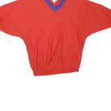 SLOPPY JOES Mens Red & Purple V-Neck M Cotton Blend Sweatshirt Pullover
