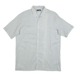DARIO MONTI Mens Light Grey Shirt L Polyester Blend Casual Button-Up