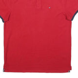 TOMMY HILFIGER Mens Red & Navy Short Sleeve Polo Shirt M Cotton Blend Classic