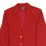 HARRINGTON Womens Red Tailored Blazer UK 10 Cotton Blend Woven Plain Button