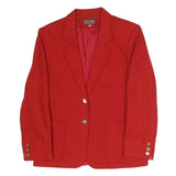 HARRINGTON Womens Red Tailored Blazer UK 10 Cotton Blend Woven Plain Button