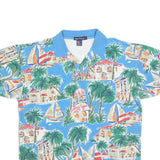 NAUTICA Mens Blue Cotton Blend Tropical Print Short Sleeve Polo Shirt L Casual