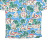 NAUTICA Mens Blue Cotton Blend Tropical Print Short Sleeve Polo Shirt L Casual