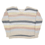 KNOX ROSE Womens Cream & Grey Patterned Jumper Crew Neck M Soft Knitwear