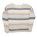 KNOX ROSE Womens Cream & Grey Patterned Jumper Crew Neck M Soft Knitwear