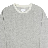 CONVERSE Womens Grey White Crew Neck Sweatshirt S Cotton Blend Lightweight