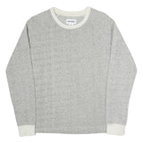 CONVERSE Womens Grey White Crew Neck Sweatshirt S Cotton Blend Lightweight