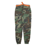 Mens Polyester Blend Camouflage Slim Cargo Trousers W30 L32 Orange Belt