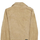 LEON & HARPER Womens Beige Leather Biker Jacket S Suede Zip Casual Outerwear