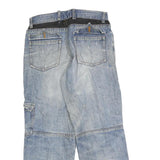 Mens Light Blue Relaxed Fit Denim Zip Closure Cargo Jeans W30 L28 Casual