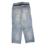 Mens Light Blue Relaxed Fit Denim Zip Closure Cargo Jeans W30 L28 Casual
