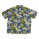 ISLAND REPUBLIC Mens Blue Green White Floral Silk Shirt L Casual Relaxed Fit