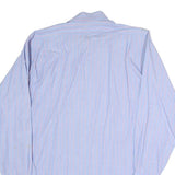 BURBERRY Mens Blue & Pink Stripe Cotton Blend Shirt L Classic Button Collar