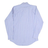BURBERRY Mens Blue & Pink Stripe Cotton Blend Shirt L Classic Button Collar