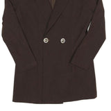 Womens Brown Button Double Breasted Jacket S Cotton Blend Plain Stylish Formal