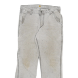 CARHARTT Mens Relaxed Fit Jeans Beige Cotton Blend Zip W32 L29 Workwear Utility