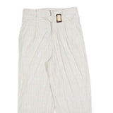 ROMEO + JULIET Womens Relaxed White Linen Blend Trousers W27 L25 Belted Zip
