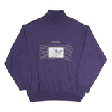 MISS HELEN Womens Purple High Neck M Cotton Blend Pullover Sweatshirt Text Print