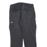 DICKIES Mens Black Cotton Blend Regular Cargo Trousers W31 L30 Workwear Zip