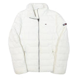 TOMMY HILFIGER Womens White Puffer Jacket XS Polyester Blend Zip Casual
