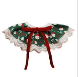 ANYWAGS Christmas Pet Collar – Green Santa Hat, Lace Silk Scarf for Dogs & Cats Holiday Accessories