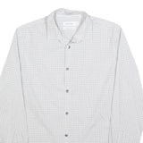 CALVIN KLEIN Mens White & Grey Check Shirt S Cotton Blend Classic Fit Long