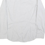 CALVIN KLEIN Mens White & Grey Check Shirt S Cotton Blend Classic Fit Long