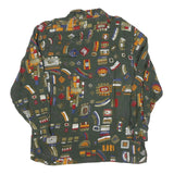 Womens Green Pattern Shirt XL Vintage Style Casual Geometric Print Lightweight