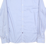 TOMMY HILFIGER Mens Blue Slim Fit Shirt M Stripe Button Collar Elegant