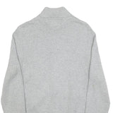TOMMY HILFIGER Mens Grey Plain Full Zip Jumper Crew Neck Basic Knit S Classic