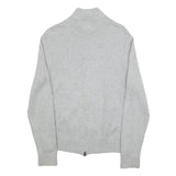 TOMMY HILFIGER Mens Grey Plain Full Zip Jumper Crew Neck Basic Knit S Classic