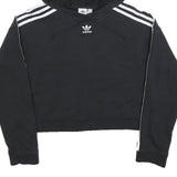ADIDAS Womens Black Pullover Hoodie UK 6 Cotton Blend Cropped Top