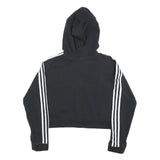 ADIDAS Womens Black Pullover Hoodie UK 6 Cotton Blend Cropped Top