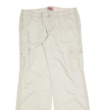 NO BOUNDARIES Womens Cotton Blend Cream Relaxed Wide-Leg Trousers W34 L32 Cargo