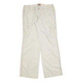 NO BOUNDARIES Womens Cotton Blend Cream Relaxed Wide-Leg Trousers W34 L32 Cargo