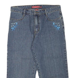 COSMO Womens Blue Denim Cropped Shorts M W30 Embroidered Detail