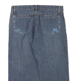 COSMO Womens Blue Denim Cropped Shorts M W30 Embroidered Detail