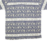 REGATTA Mens Blue & Beige Floral Short Sleeve Polo Shirt L Cotton Blend Casual