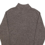 CHAPS Mens Brown Patterned Pullover Button Neck Cable Knit M Cotton Jumper