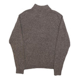 CHAPS Mens Brown Patterned Pullover Button Neck Cable Knit M Cotton Jumper