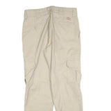 DICKIES Mens Slim Beige Cargo Trousers W30 L30 Cotton Blend Zip Pockets