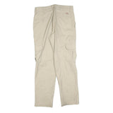 DICKIES Mens Slim Beige Cargo Trousers W30 L30 Cotton Blend Zip Pockets
