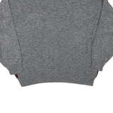 Mens Grey & Maroon Patterned Jumper Crew Neck Basic Knit L Acrylic Blend Casual